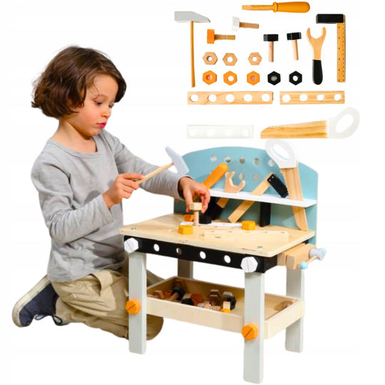 Kleine Houten Werkbank voor Kinderen – 32-delige Set