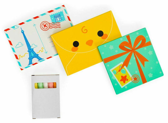 Houten Brievenbus Set met Brief, Kaart, Envelop en Krijtjes