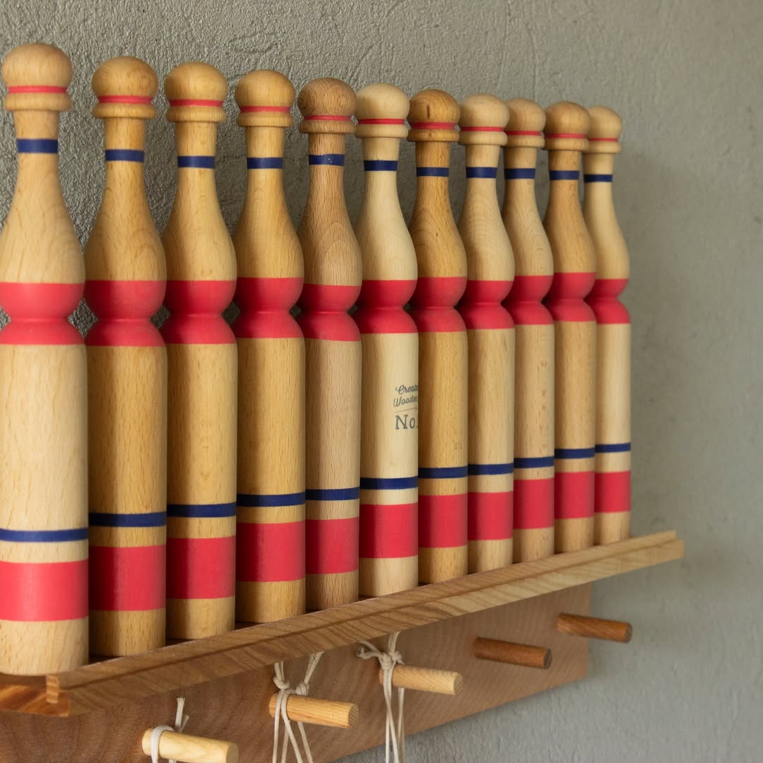 Houten bowlingkegels - Rood