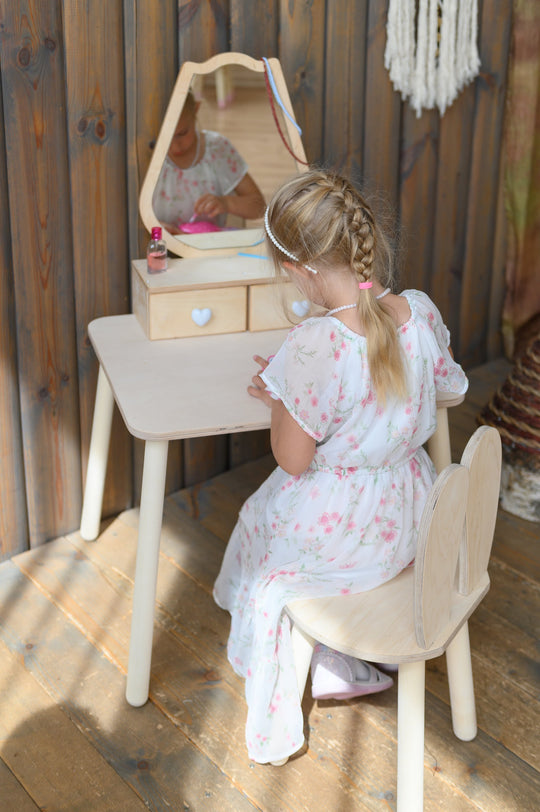 Prinsessen Beautytafel Set met spiegel en stoel - Tulp