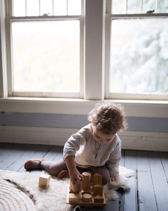 Houten vormensorteerblokken - Naturel XL