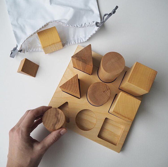 Houten vormensorteerblokken - Naturel XL