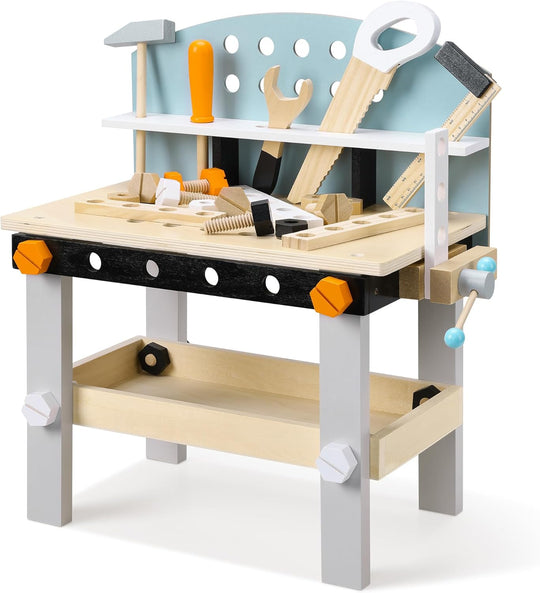 Kleine Houten Werkbank voor Kinderen – 32-delige Set