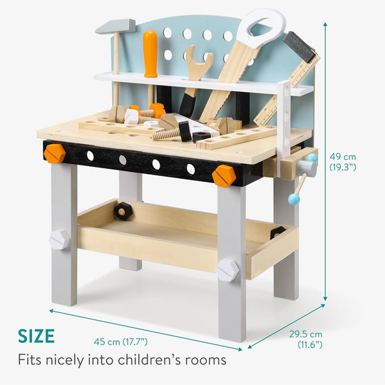 Kleine Houten Werkbank voor Kinderen – 32-delige Set