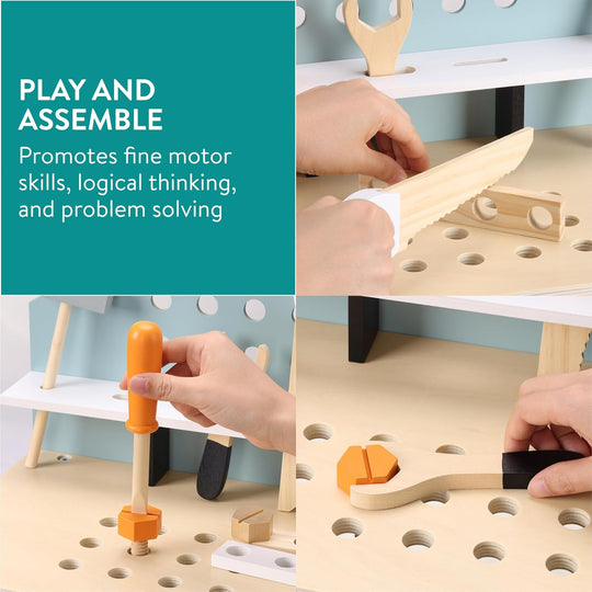 Kleine Houten Werkbank voor Kinderen – 32-delige Set
