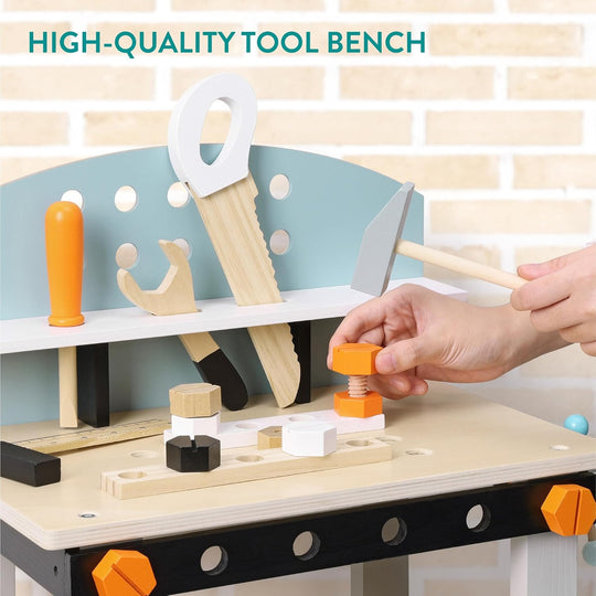 Kleine Houten Werkbank voor Kinderen – 32-delige Set