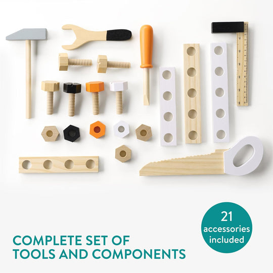 Kleine Houten Werkbank voor Kinderen – 32-delige Set
