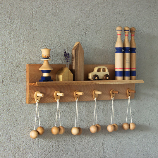 Houten bowlingkegels - Blauw