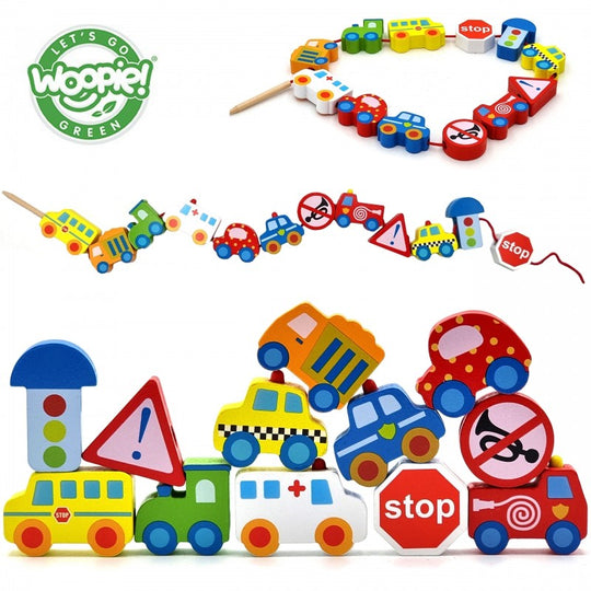 Car Shaped Wooden Threading Blocks