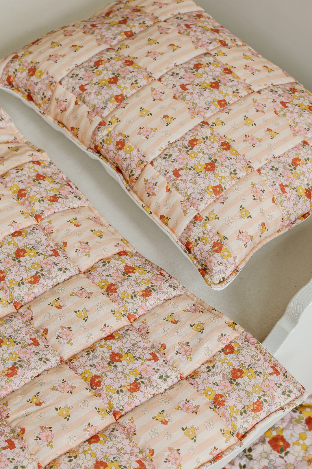 Cotton Quilted Patchwork Blanket + Pillow Set Small - Spring Garden