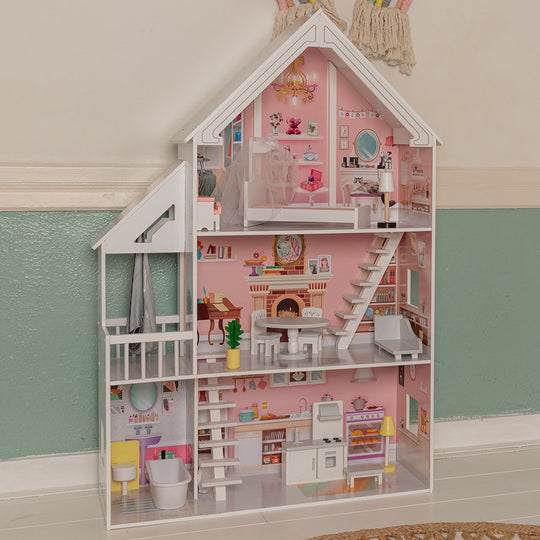 Houten Poppenhuis Liselle met LED-verlichting