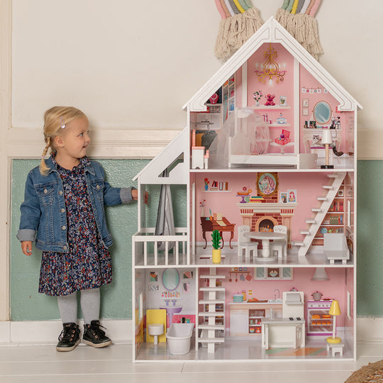 Houten Poppenhuis Liselle met LED-verlichting