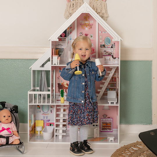 Houten Poppenhuis Liselle met LED-verlichting