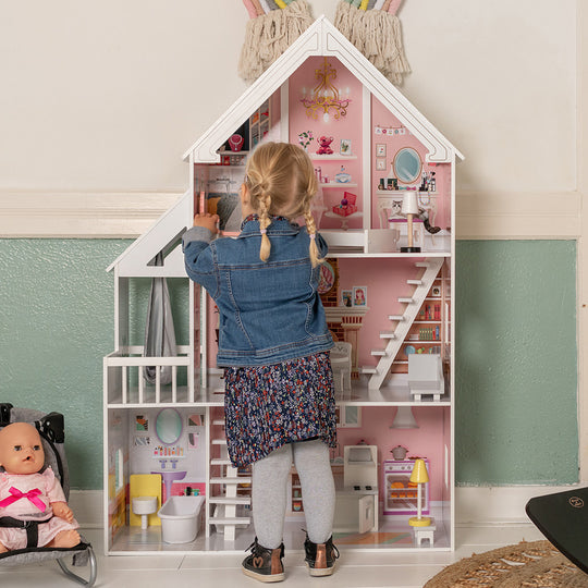 Houten Poppenhuis Liselle met LED-verlichting