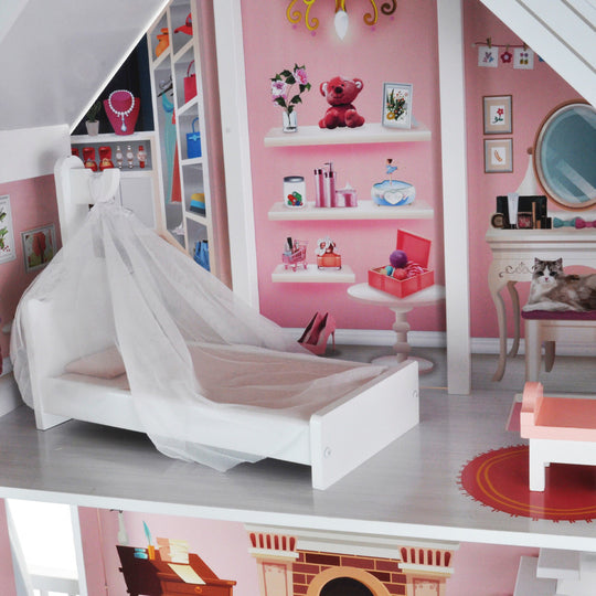 Houten Poppenhuis Liselle met LED-verlichting