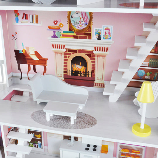 Houten Poppenhuis Liselle met LED-verlichting