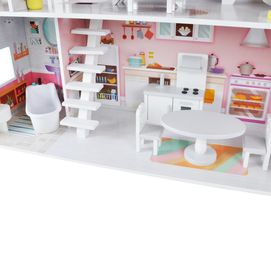 Houten Poppenhuis Liselle met LED-verlichting