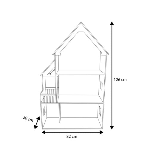 Houten Poppenhuis Liselle met LED-verlichting