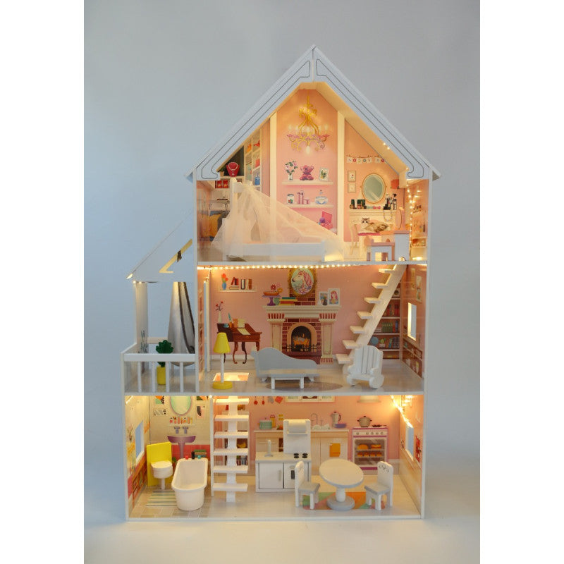 Houten Poppenhuis Liselle met LED-verlichting