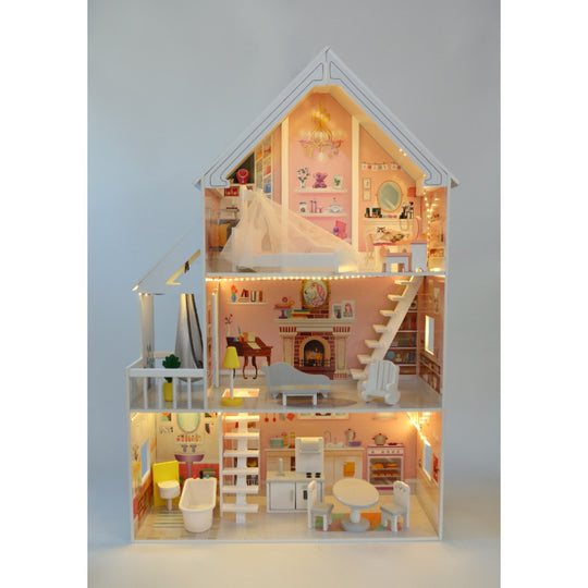 Houten Poppenhuis Liselle met LED-verlichting