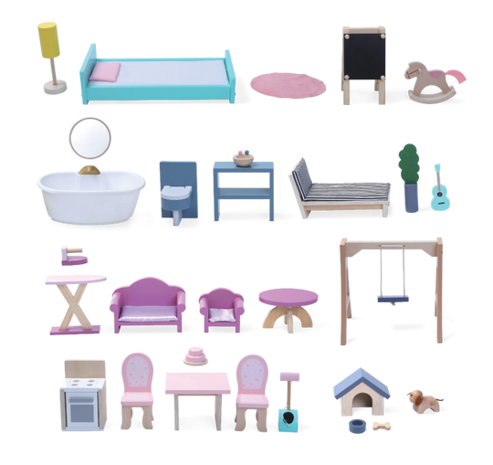 Wooden Dollhouse Crystal with LED Lights