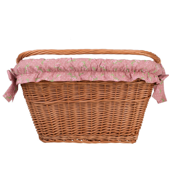Handmade Bike Basket in Natural Color with Fabric Liner
