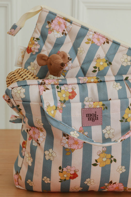 Large Make-Up Bag - Blue Stripes