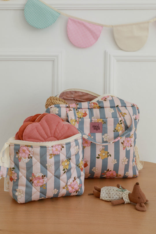 Large Make-Up Bag - Blue Stripes