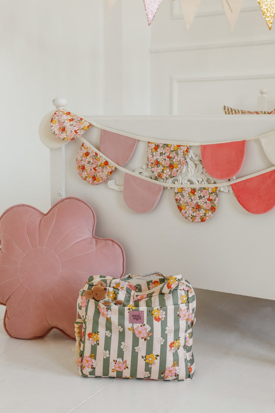 Large Make-Up Bag - Green Striped