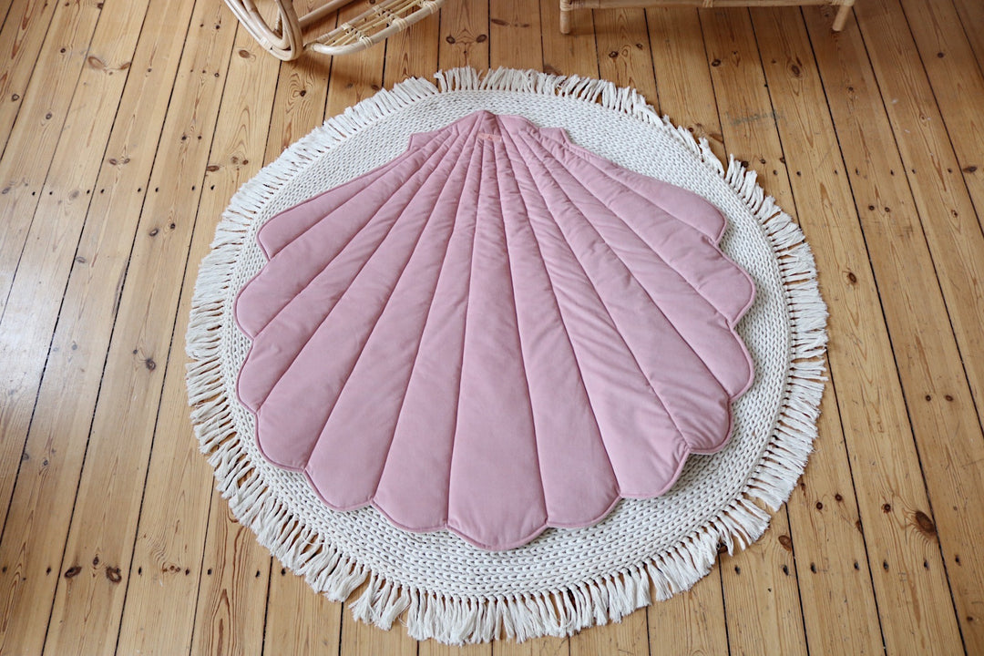 Organic Cotton and Velvet Shell Playmat - Powder Pink