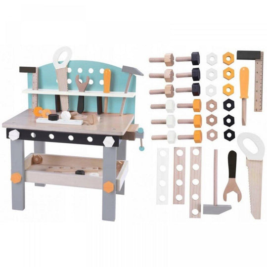 Kleine Houten Werkbank voor Kinderen – 32-delige Set