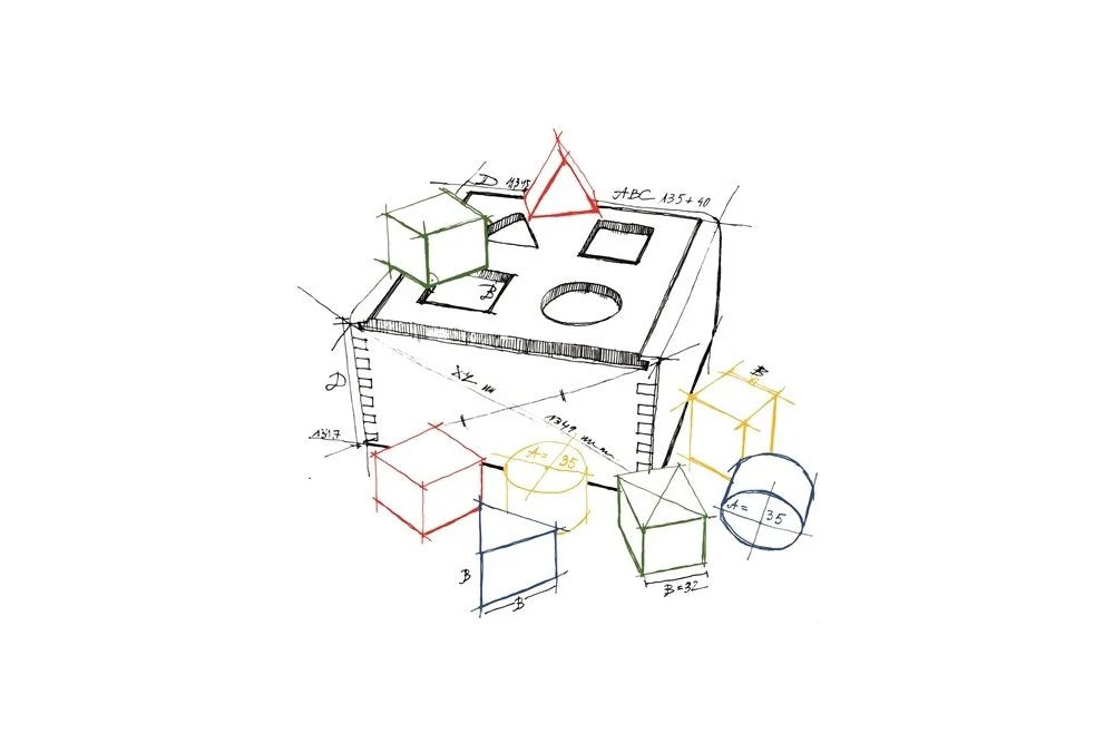 Houten Vormen Sorteerdoos - kleurrijk