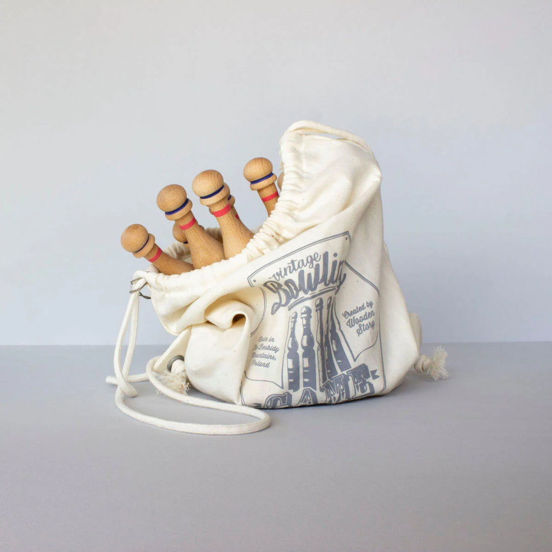 Houten bowlingkegels - Blauw