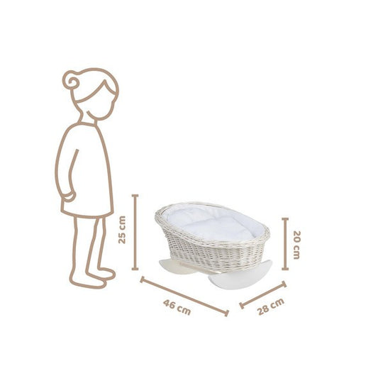 Wicker Rocking Cradle Mimi Light - White Bedding