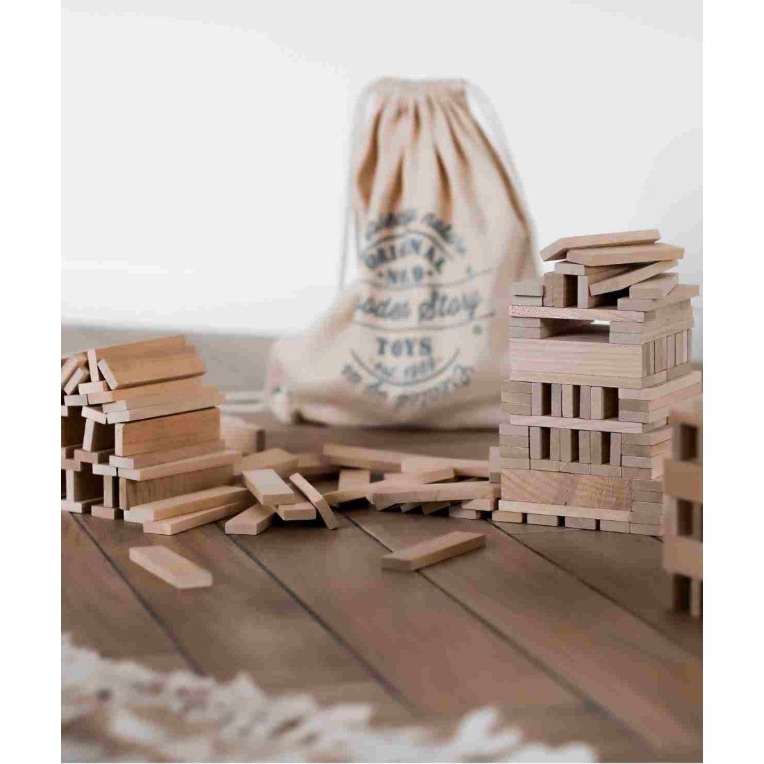 Wooden Architectural Blocks in a Bag - Natural, 200 Pieces