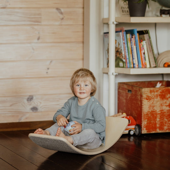 Wooden Balance Board With Grey Felt