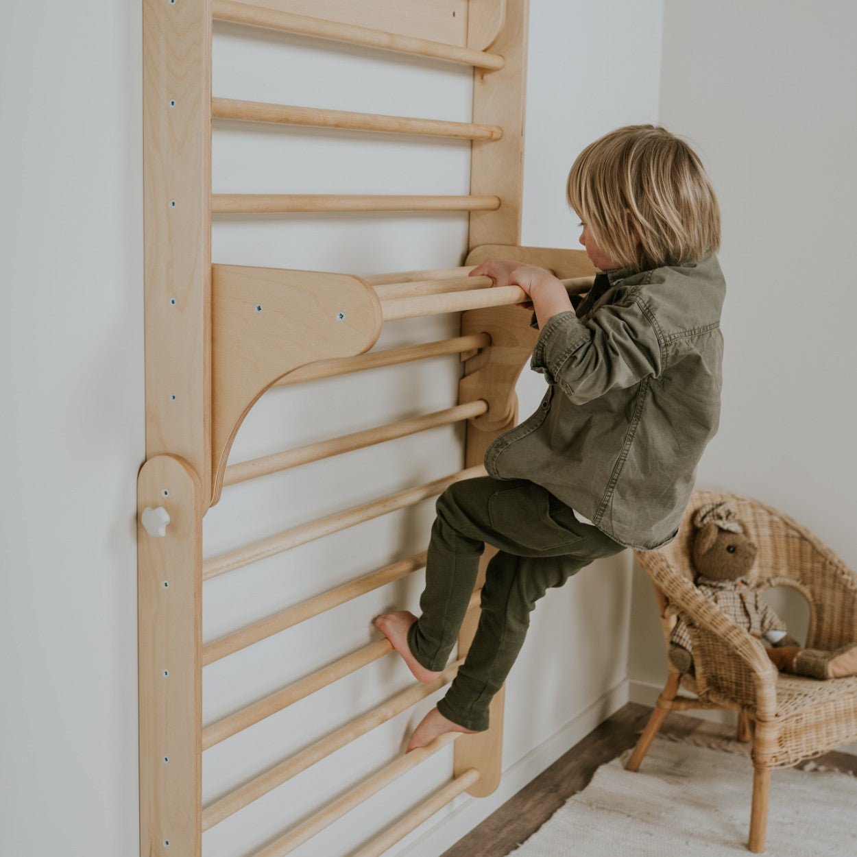 Pikler Triangle Climber with Swedish Wall Add-On (Ages 6mβ7y)