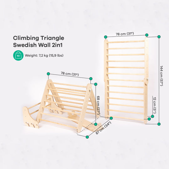 Pikler Triangle Climber with Swedish Wall Add-On (Ages 6mโ7y)