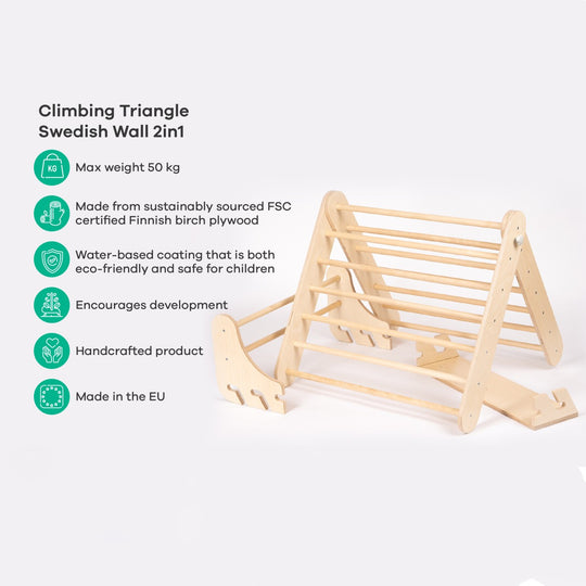 Pikler Triangle Climber with Swedish Wall Add-On (Ages 6mโ7y)