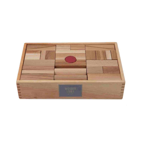 Wooden Blocks in a Box – Natural, 63 pieces
