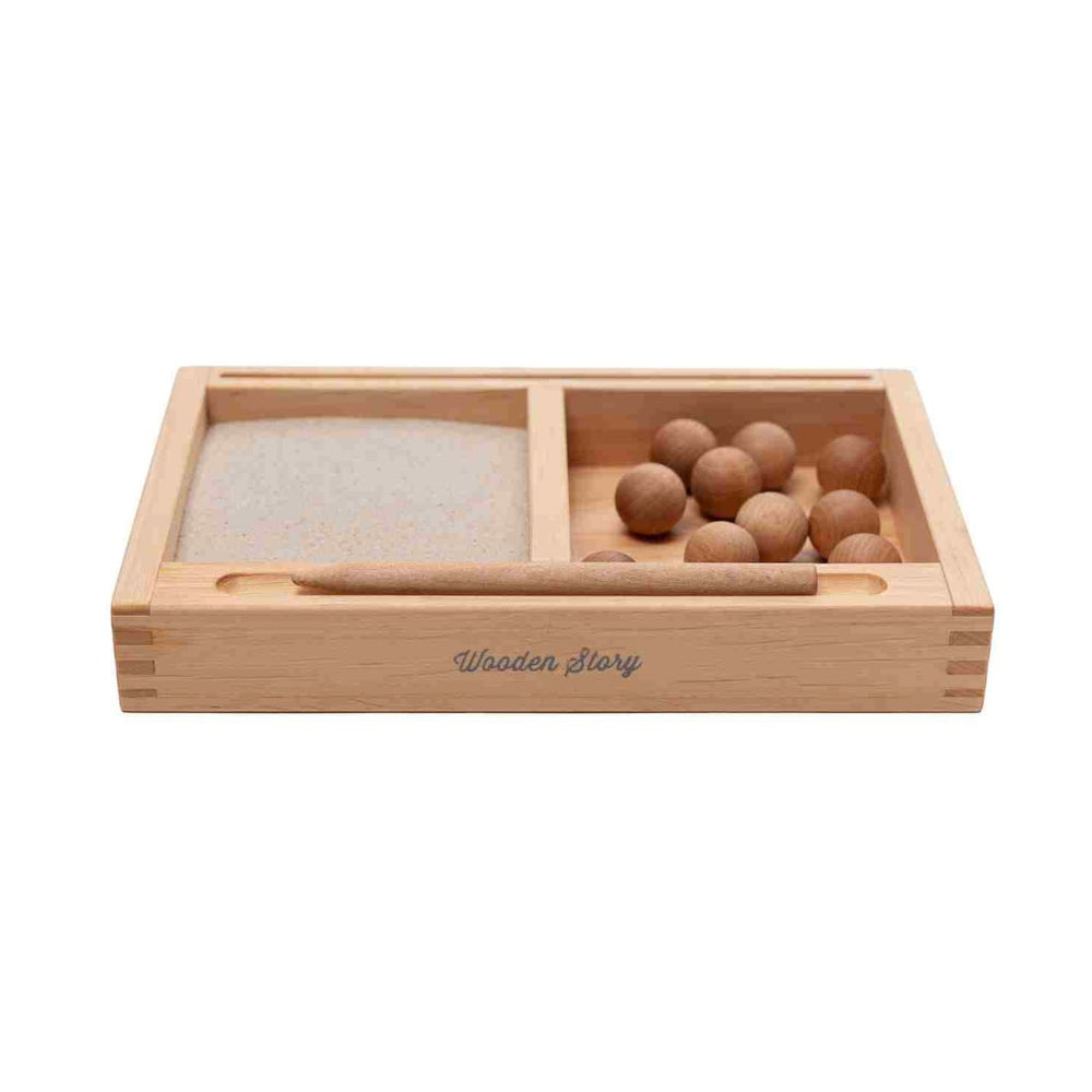 Small Montessori Sand Writing Tray with Divider + Card Holder