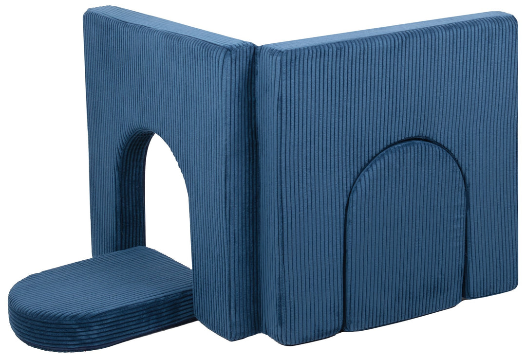 Modular sofa bed, multifunctional foam blocks, car with steering wheel