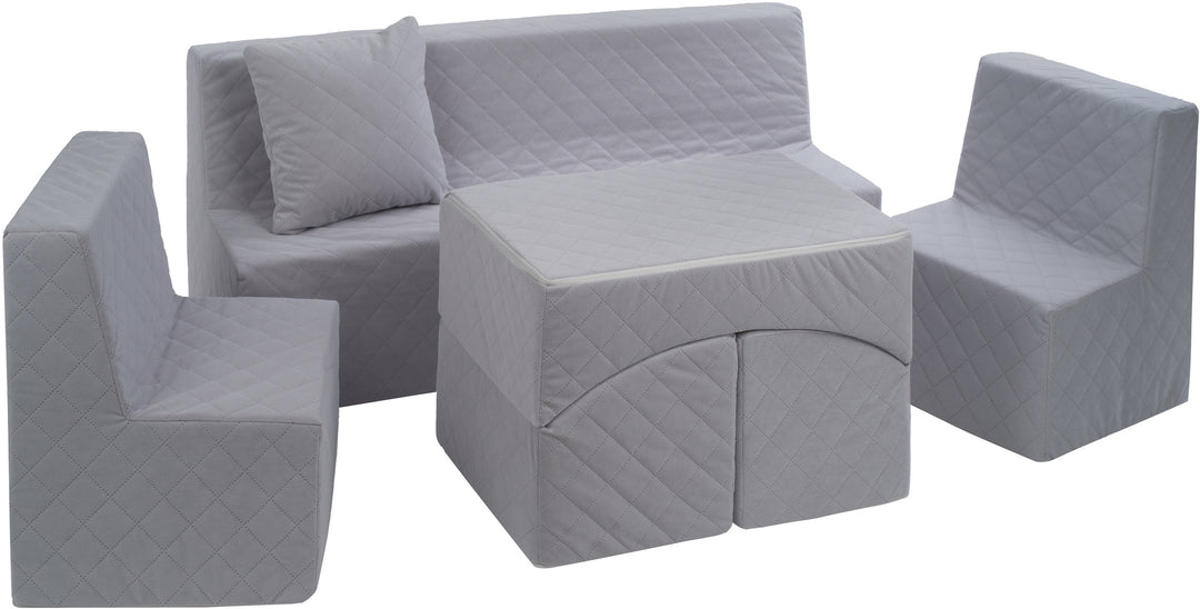 Kids furniture set: 2xarmchair + sofa + lounger, eco leather