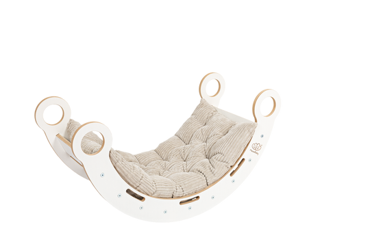 White Wooden Dream Rocker with Pillow, Slide and Ladder - Small