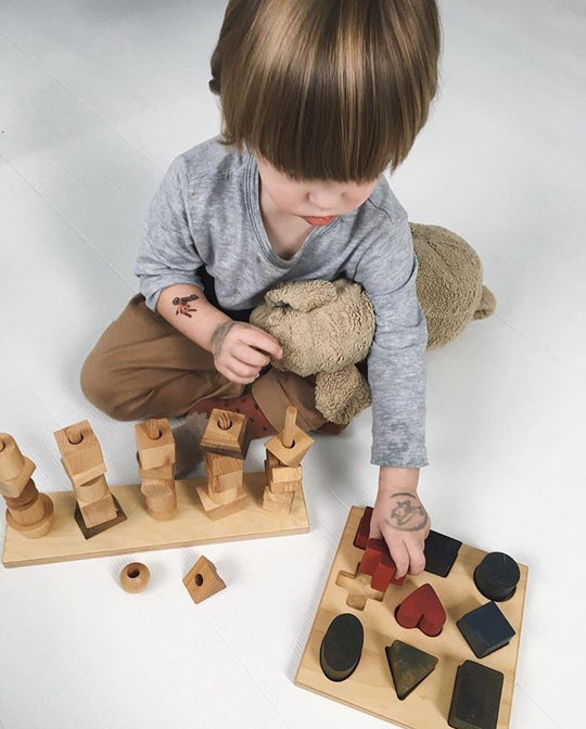 Houten vormensorteerblokken - Kleuren