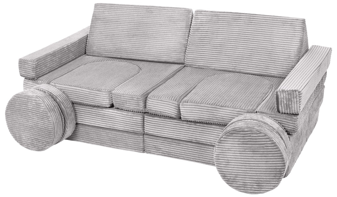 Modular sofa bed, multifunctional foam blocks, car with steering wheel