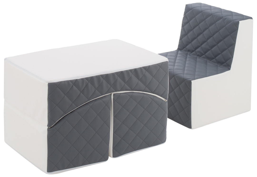 Kids furniture set: armchair + lounger, eco leather quilted