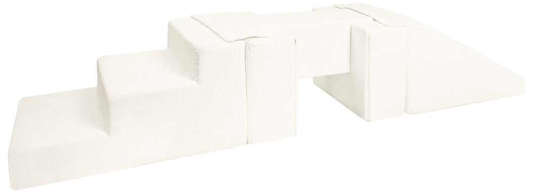 Soft play set 5 blocks Footbridge with Slide bouclé