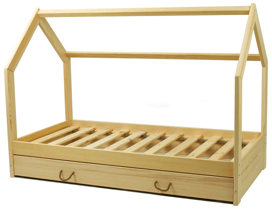 Wooden bed, Scandinavian style 160x80 +drawer