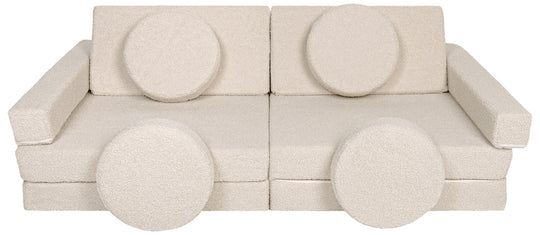 Bouclé modular kids sofa, foam blocks